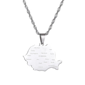 Romania Map Necklace