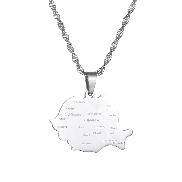 Romania Map Necklace