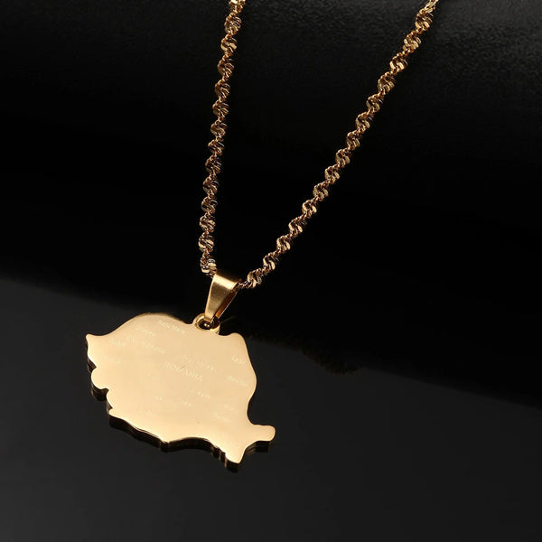 Romania Map Necklace