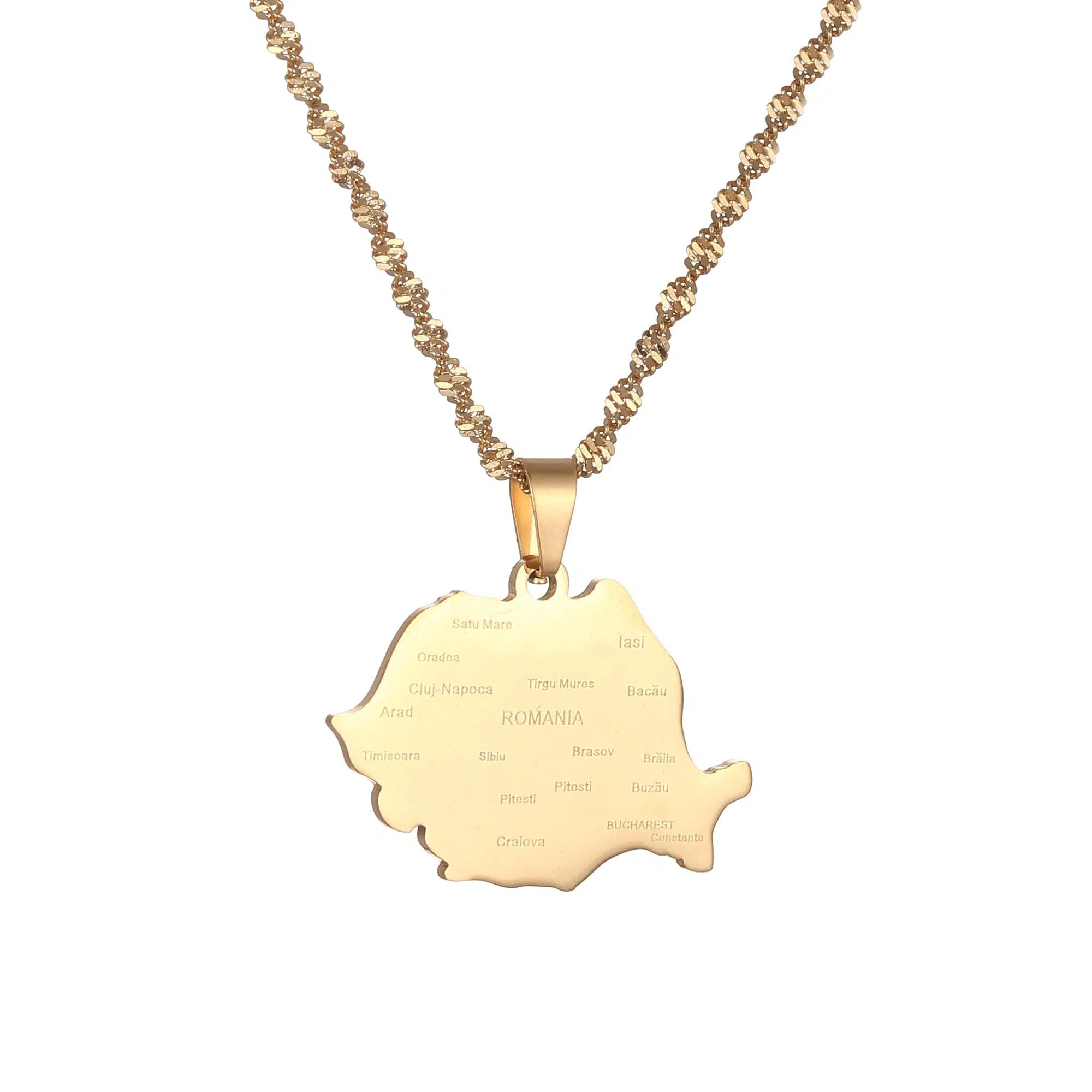 Romania Map Necklace