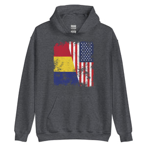 Romania USA Flag - Half American Hoodie