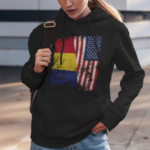 Romania USA Flag - Half American Hoodie