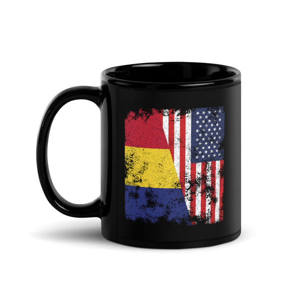 Romania USA Flag - Half American Mug