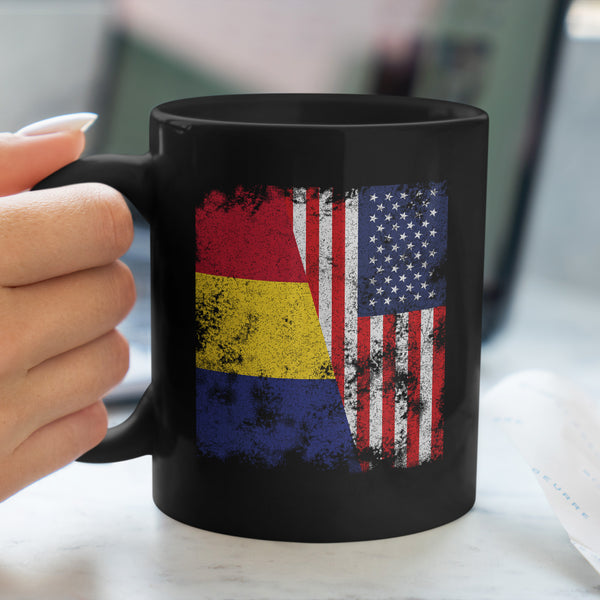 Romania USA Flag - Half American Mug