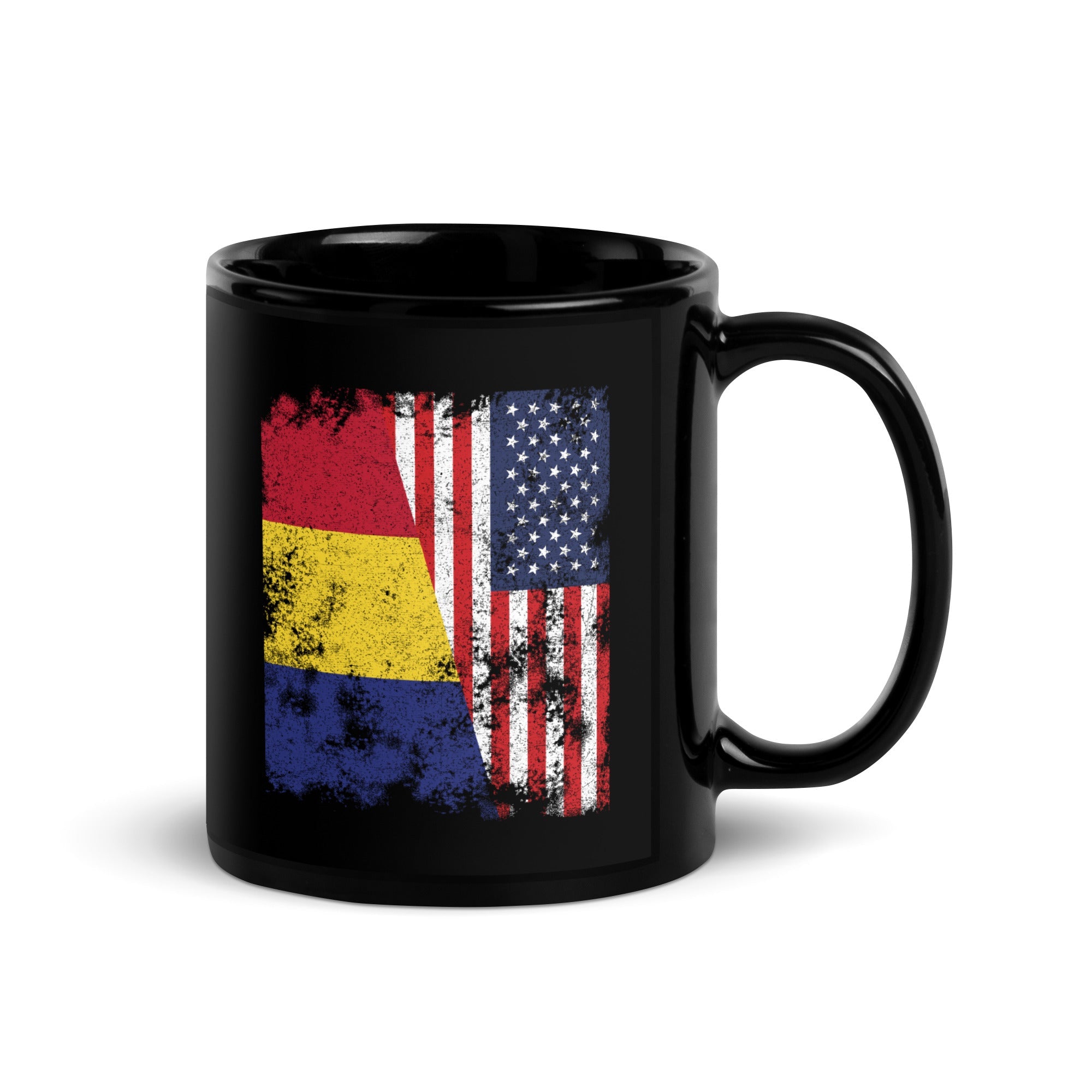 Romania USA Flag - Half American Mug