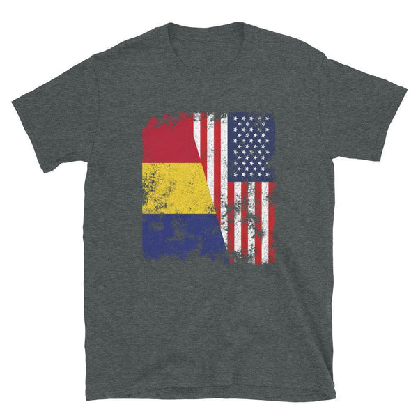 Romania USA Flag - Half American T-Shirt