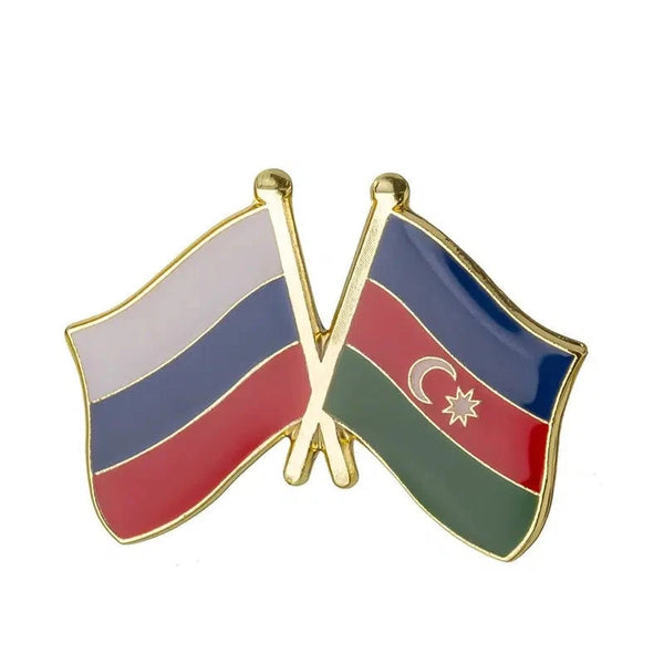 Russia Azerbaijan Flag Lapel Pin - Enamel Pin Flag