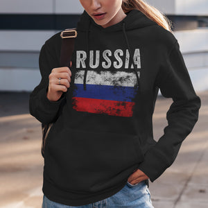 Russia Flag Distressed - Russian Flag Hoodie