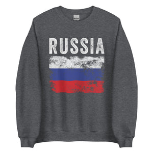 Russia Flag Distressed - Russian Flag Sweatshirt