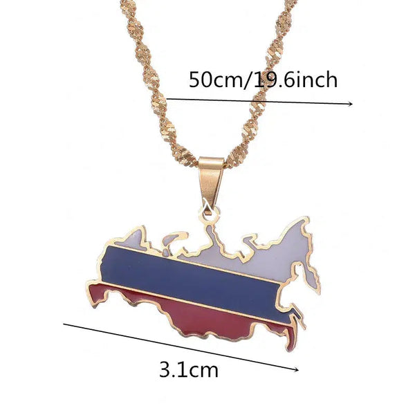 Russia Flag Map Necklace