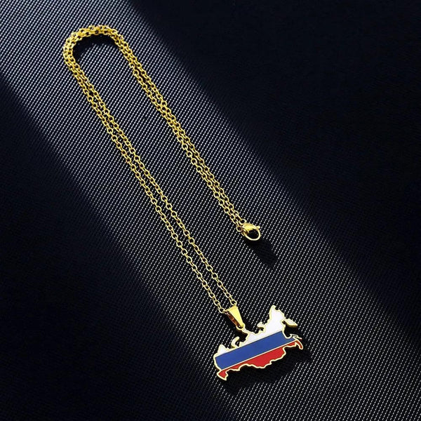 Russia Flag Map Necklace