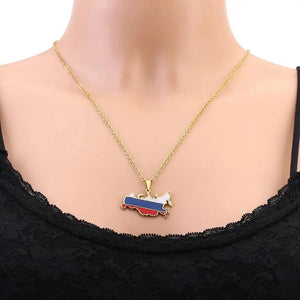 Russia Flag Map Necklace