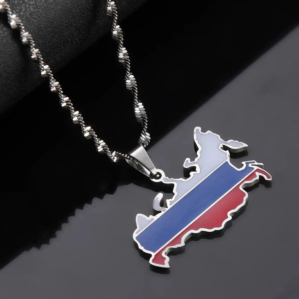 Russia Flag Map Necklace