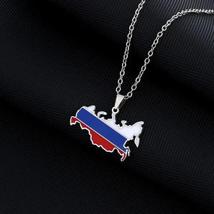 Russia Flag Map Necklace