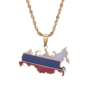 Russia Flag Map Necklace