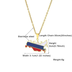 Russia Flag Map Necklace