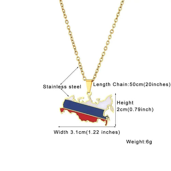Russia Flag Map Necklace
