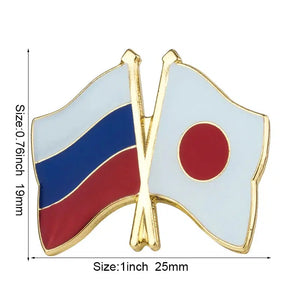 Russia Japan Flag Lapel Pin - Enamel Pin Flag