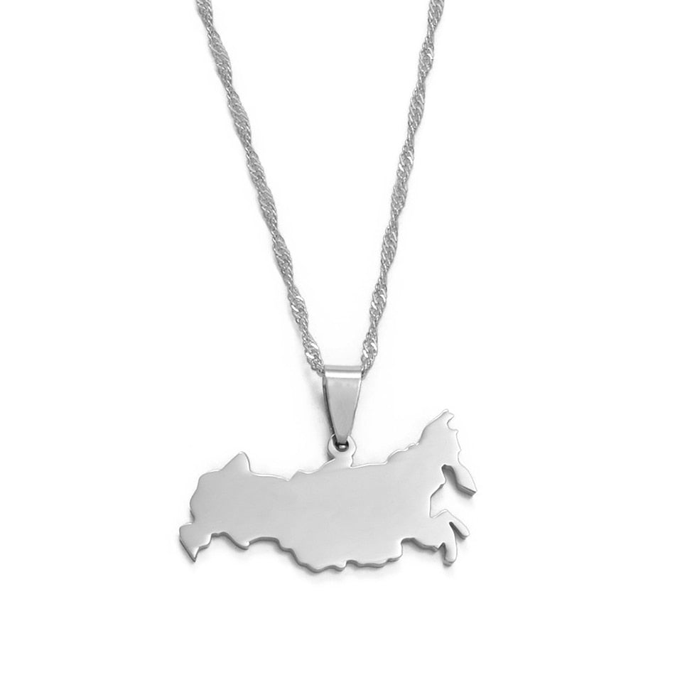 Russia Map Necklace