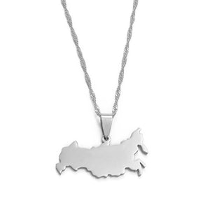 Russia Map Necklace