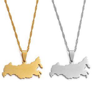 Russia Map Necklace