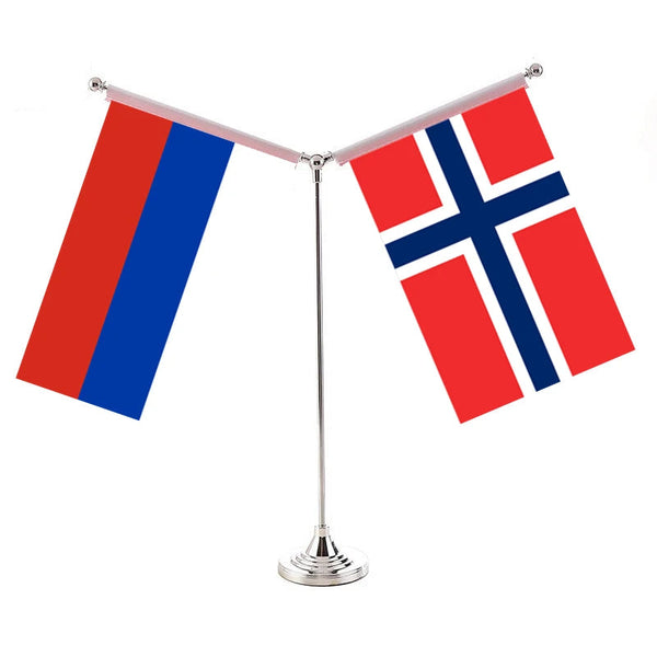 Russia Norway Desk Flag - Custom Table Flags (Small)