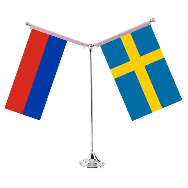 Russia Norway Desk Flag - Custom Table Flags (Small)