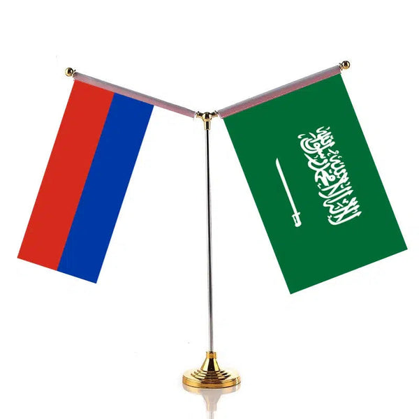 Russia Saudi Arabia Desk Flag - Custom Table Flags (Small)