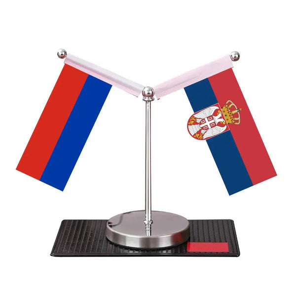 Russia Serbia Desk Flag - Custom Table Flags (Mini)