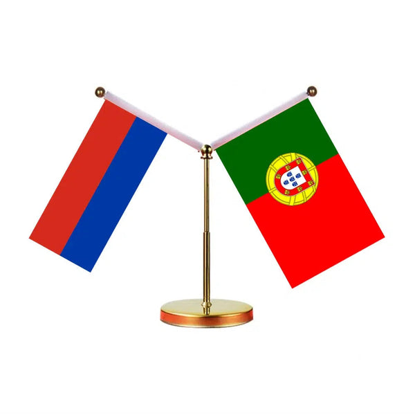 Russia Serbia Desk Flag - Custom Table Flags (Mini)