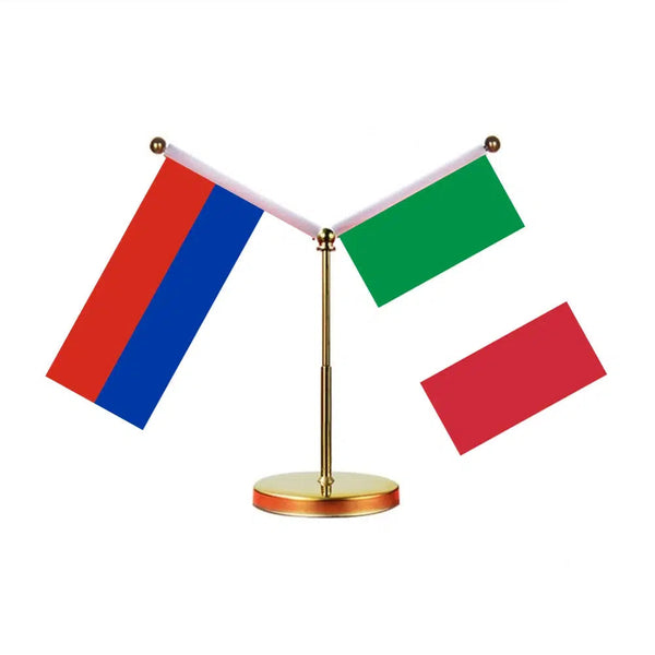 Russia Serbia Desk Flag - Custom Table Flags (Mini)