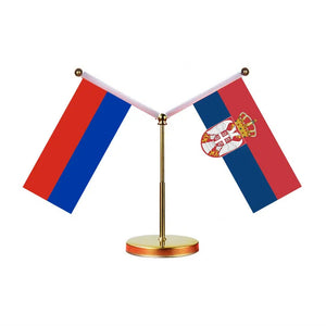 Russia Serbia Desk Flag - Custom Table Flags (Mini)