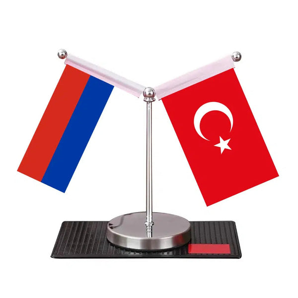 Russia Turkey Desk Flag - Custom Table Flags (Mini)