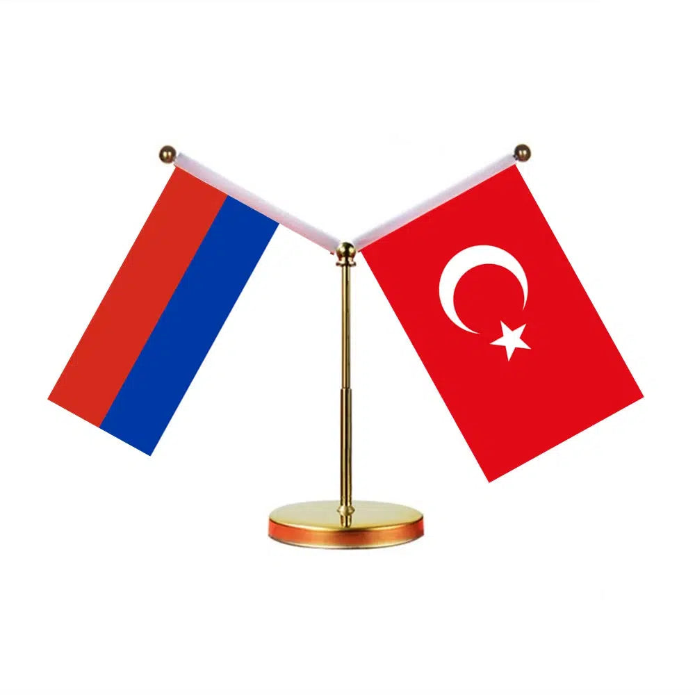 Russia Turkey Desk Flag - Custom Table Flags (Mini)