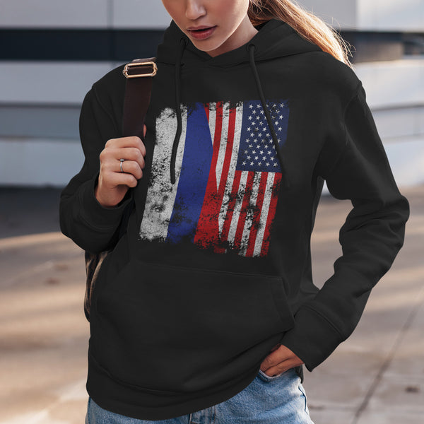 Russia USA Flag - Half American Hoodie
