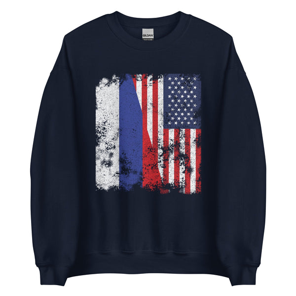 Russia USA Flag - Half American Sweatshirt