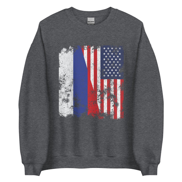 Russia USA Flag - Half American Sweatshirt