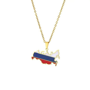 Russia Flag Map Necklace