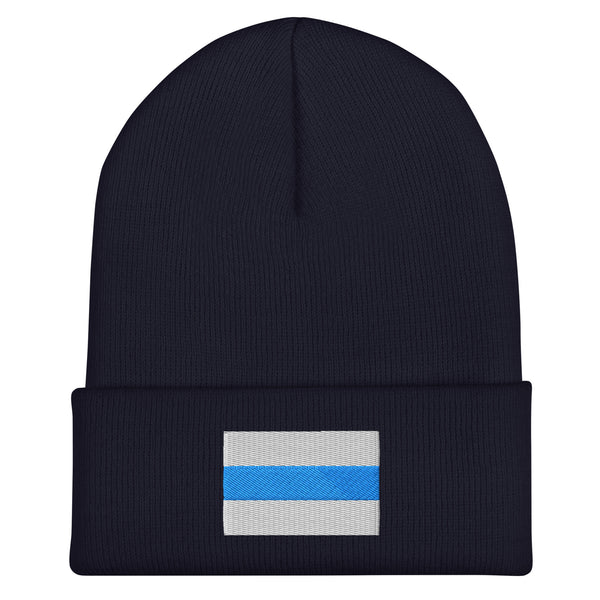 Russian Anti War - White Blue White Flag Beanie - Embroidered Winter Hat