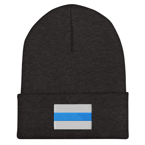 Russian Anti War - White Blue White Flag Beanie - Embroidered Winter Hat
