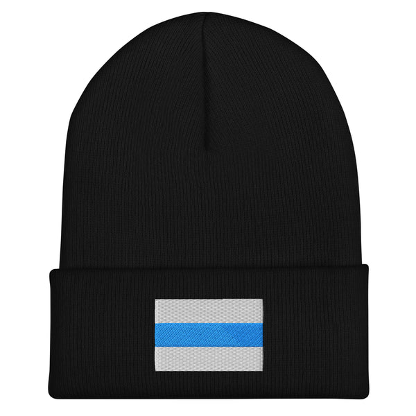 Russian Anti War - White Blue White Flag Beanie - Embroidered Winter Hat