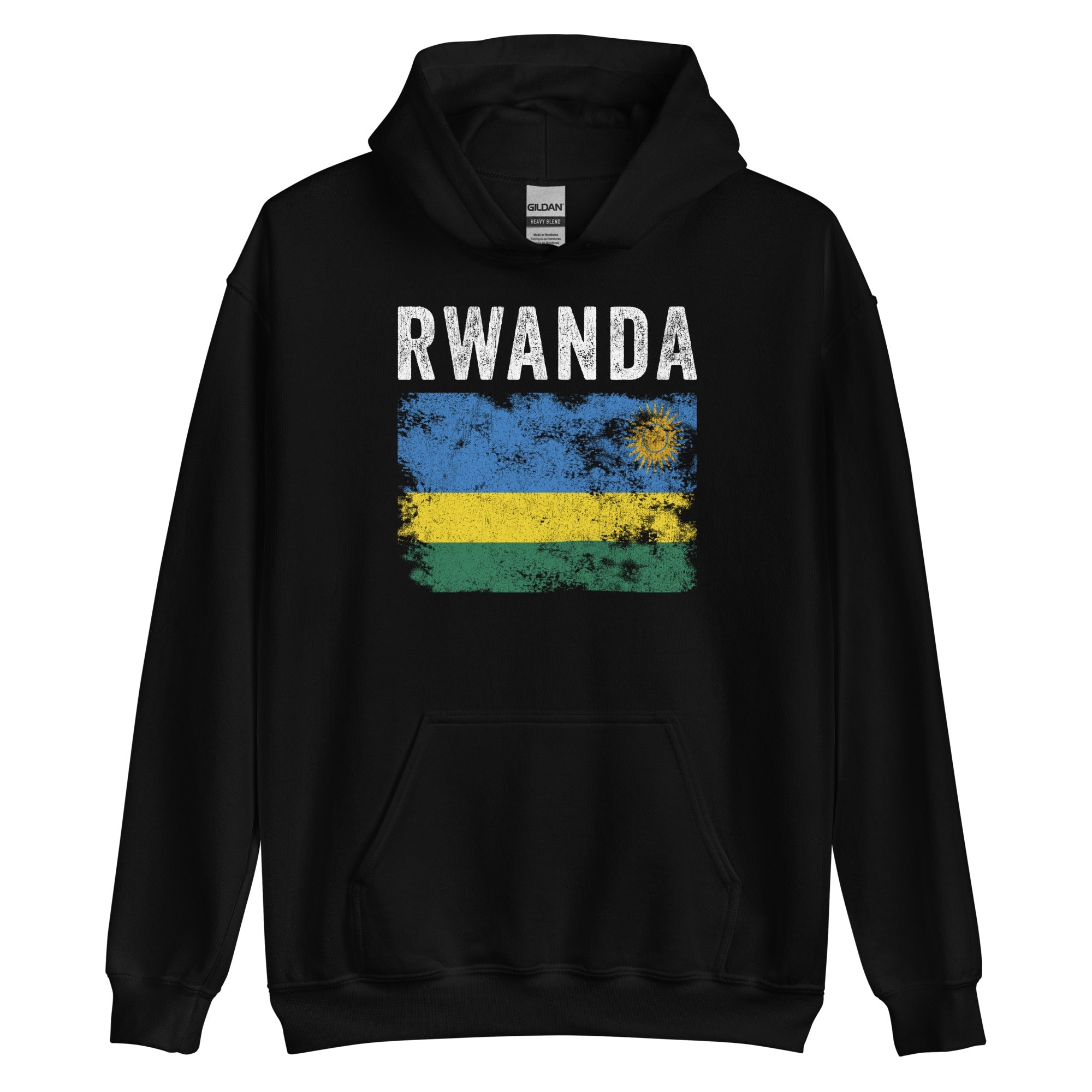 Rwanda Flag Distressed - Rwandan Flag Hoodie