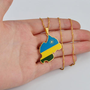 Rwanda Flag Map Necklace