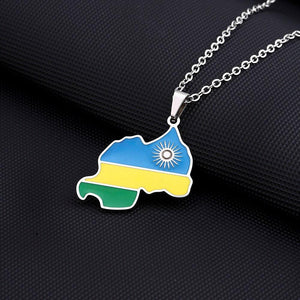 Rwanda Flag Map Necklace