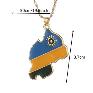 Rwanda Flag Map Necklace