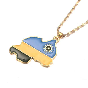 Rwanda Flag Map Necklace