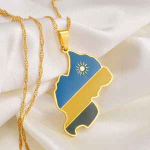 Rwanda Flag Map Necklace