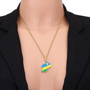 Rwanda Flag Map Necklace