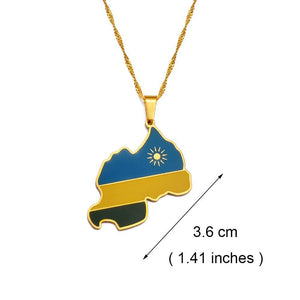 Rwanda Flag Map Necklace