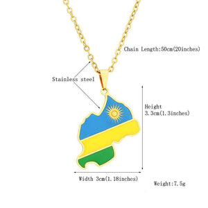 Rwanda Flag Map Necklace